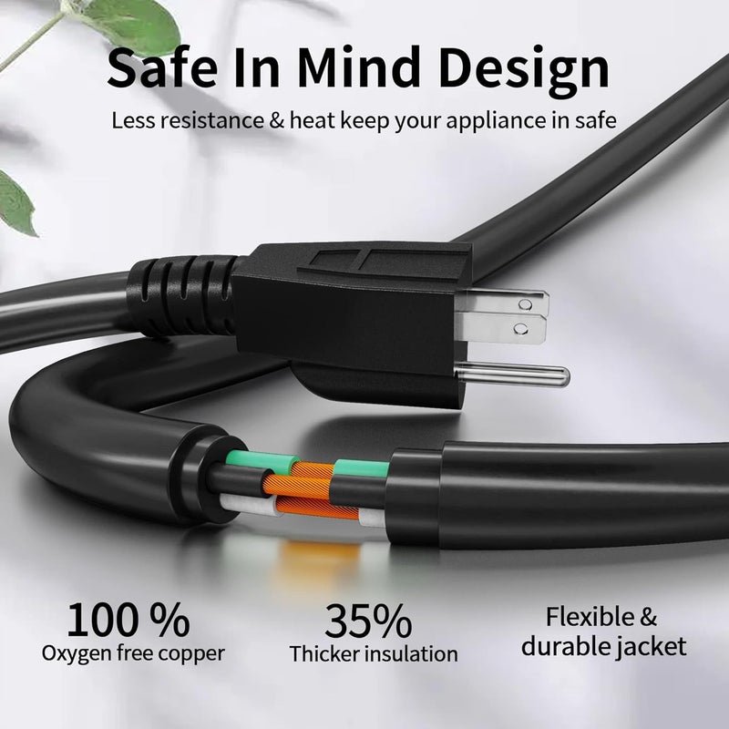 POWGRN 50 FT 16/3 Black Indoor Outdoor Extension Cord Waterproof, 3 Prong Flexblie SJTW Cold Weatherproof -50°C Appliance Extension Cord 13 AMP 1625W 16AWG Heavy Duty Electric Cord, ETL Listed - Image 3