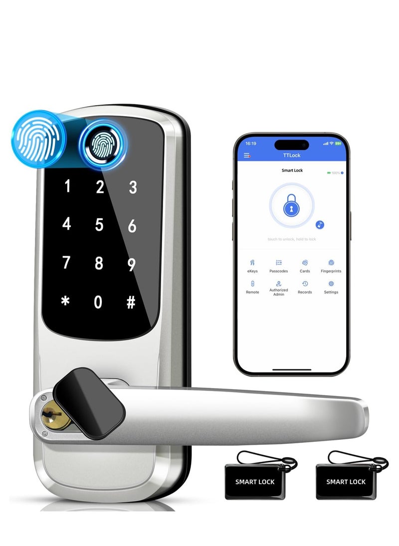 Hihonor Smart Door Handle Lock with Keypad, Keyless Entry Door Lock,Smart Locks for Front Door, Electronic Door Deadbolt with Keypad for Exterior Door, Fingerprint Lock with Code,Auto Locked & App Control  - Image 1