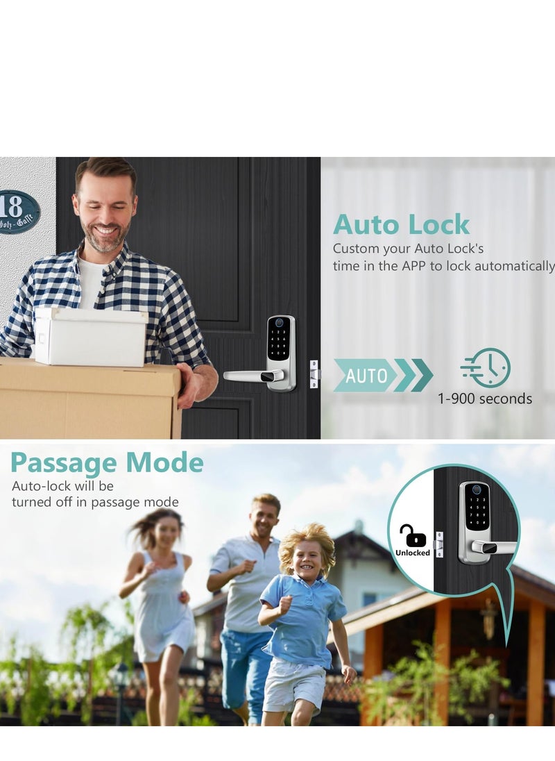 Hihonor Smart Door Handle Lock with Keypad, Keyless Entry Door Lock,Smart Locks for Front Door, Electronic Door Deadbolt with Keypad for Exterior Door, Fingerprint Lock with Code,Auto Locked & App Control  - Image 4