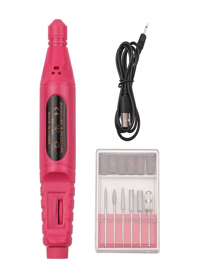 Electric Nail Drill Polish Kit 20000 RPM USB Rechargeable 500mAh Nail Drill Pen Manicure Pedicure Machine with 6 Drill Bits for Home Salon Use - Image 1