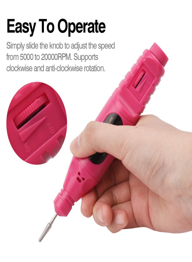 Electric Nail Drill Polish Kit 20000 RPM USB Rechargeable 500mAh Nail Drill Pen Manicure Pedicure Machine with 6 Drill Bits for Home Salon Use - Image 5