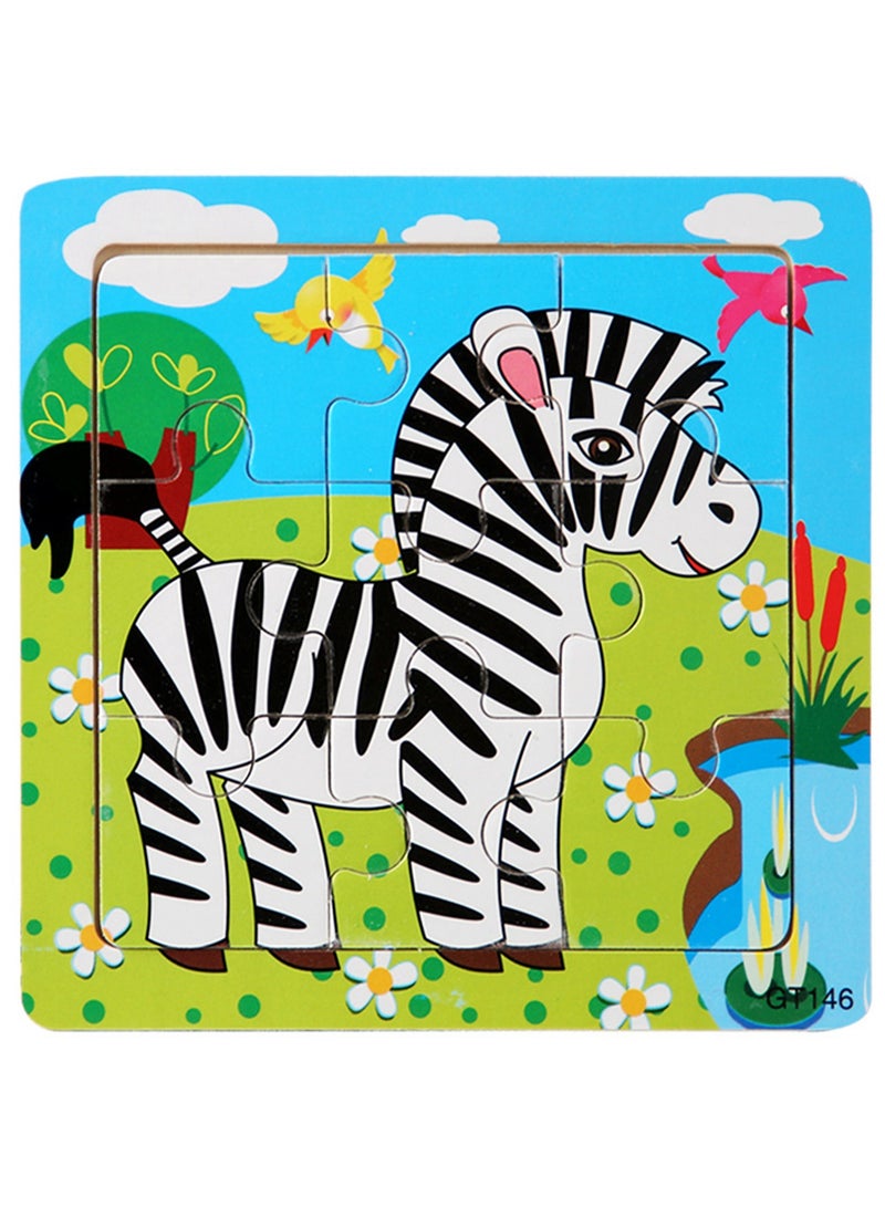 Children's Educational Wooden Cartoon Zebra Jigsaw Puzzles Suitable Gift Bag Pack - Image 1