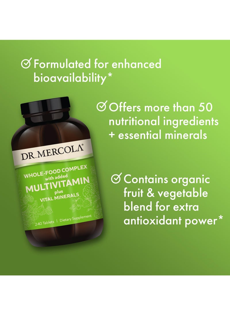Dr. Mercola Whole-Food Complex with Added Multivitamin Plus Vital Minerals, 240 Tablets, Dietary Supplement  - Image 4