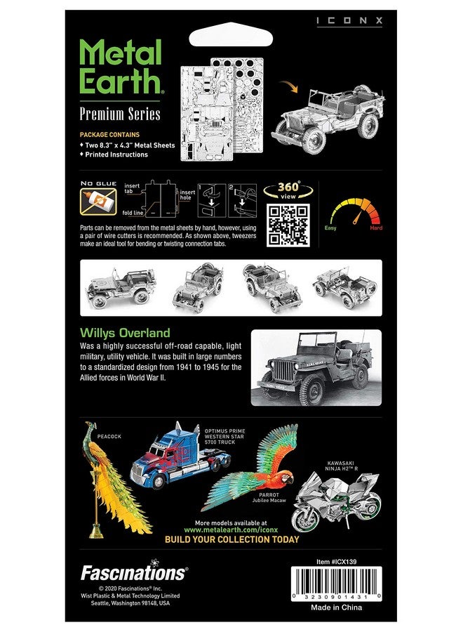 Fascinations Fascinations Metal Earth Premium Series Willys Overland 3D Metal Model Kit - Image 5