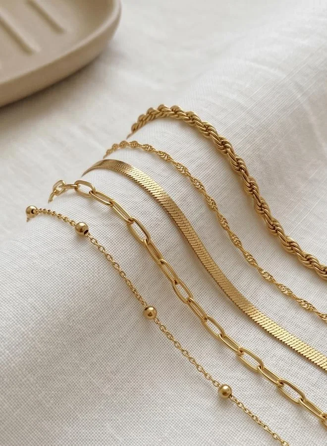 Take Two Pack of 5 - Gold Tone Link Bracelets