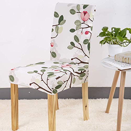 BRIDA ® Polyester & Spandex Elastic Stretchable Floral Printed Dining Chair Covers (White, Standard size) - Image 5