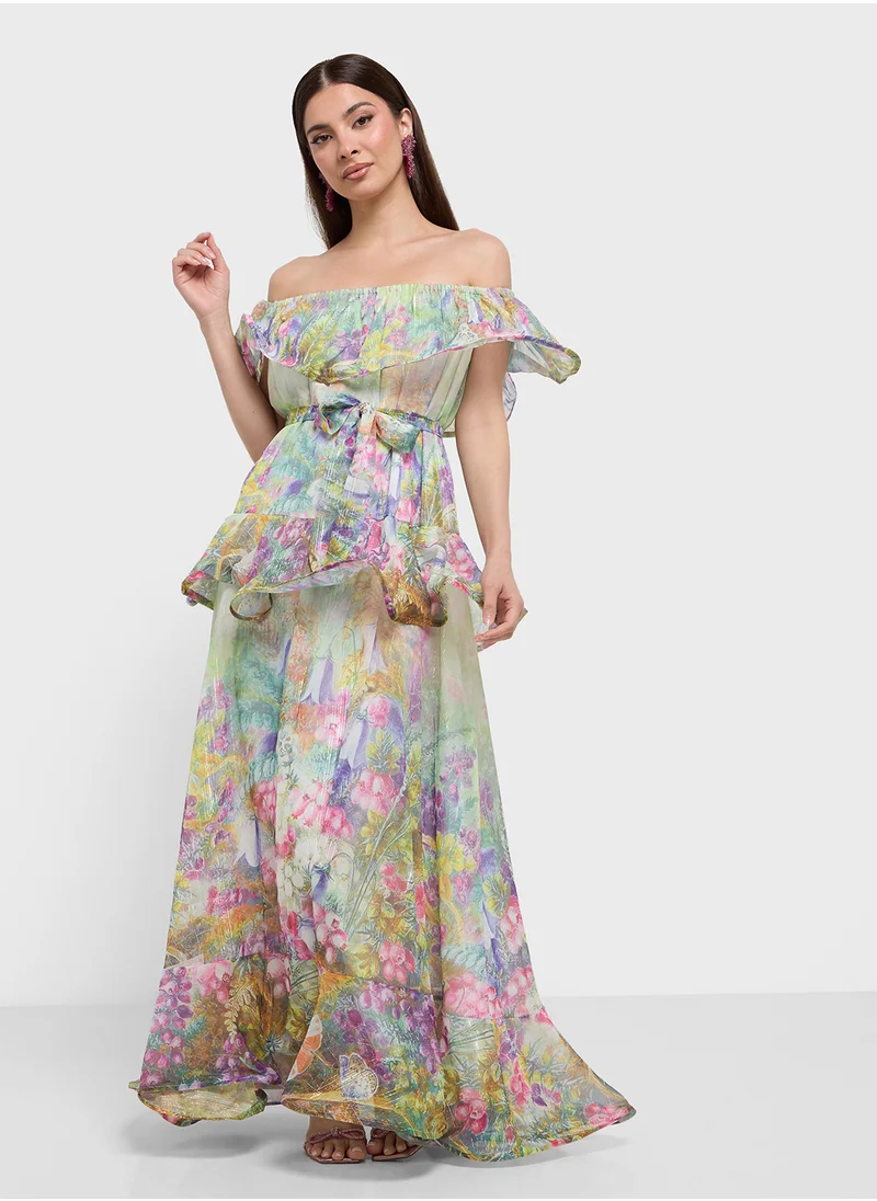 ايلا Off Shoulder Floral Print Dress