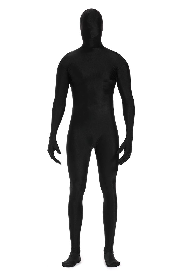FALETO Unisex Adult Full Body Suit Spandex Zentai Suit Cosplay Halloween Costume, Black S - Image 1