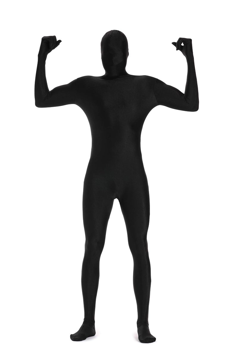 FALETO Unisex Adult Full Body Suit Spandex Zentai Suit Cosplay Halloween Costume, Black S - Image 3