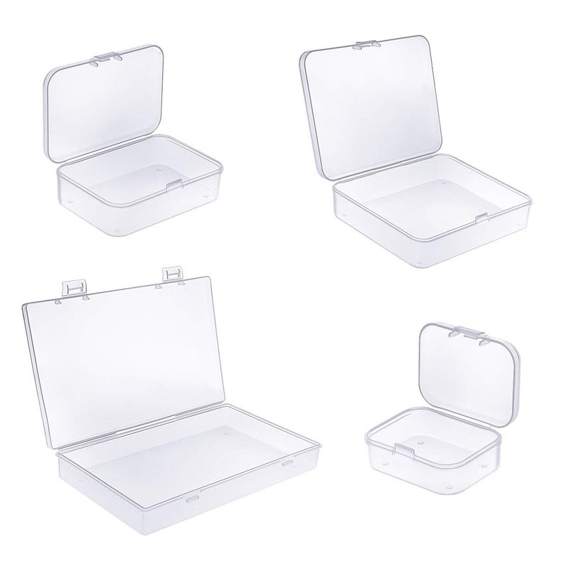 Goodma 24 Pieces Mixed Sizes Rectangular Empty Mini Clear Plastic Organizer Storage Box Containers with Hinged Lids for Small Items and Other Craft Projects - Image 3