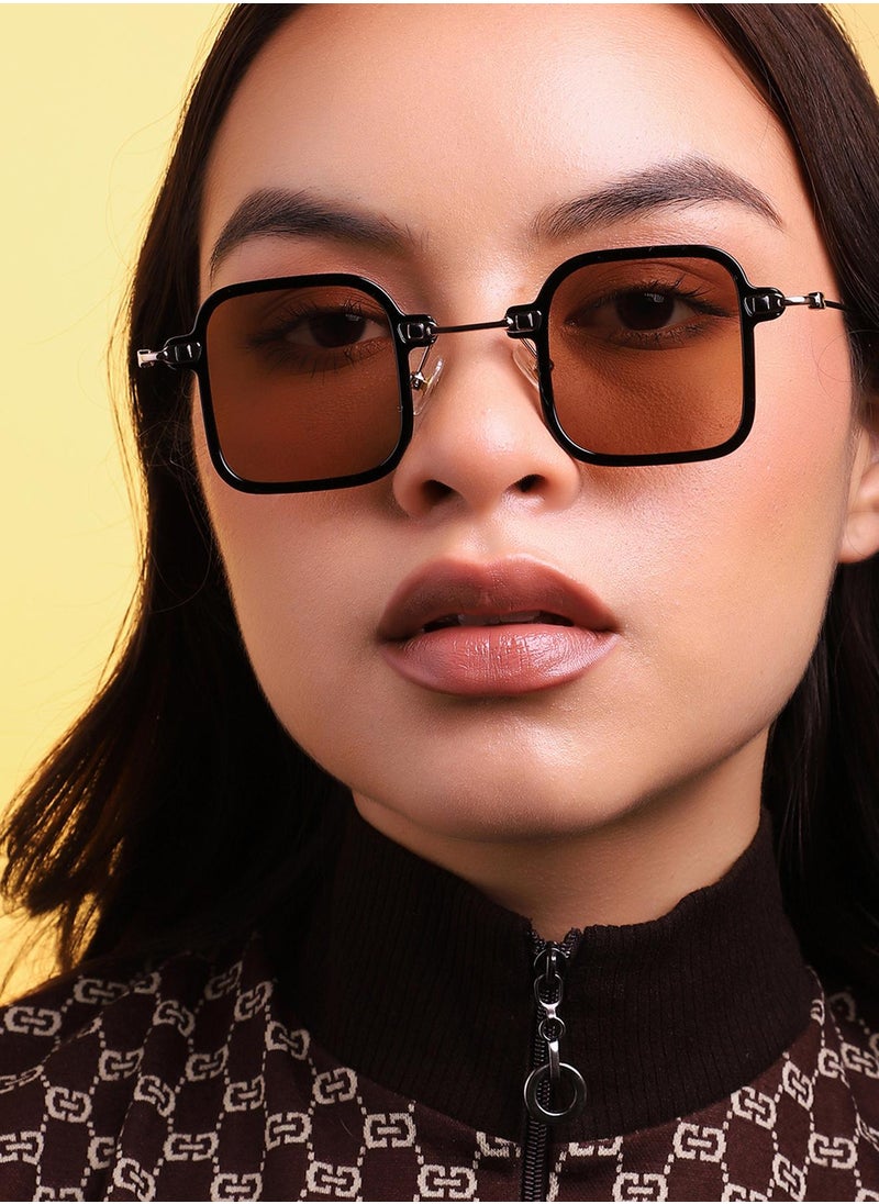 Haute Sauce Brown Lens Black Colour Oversized Sunglasses  - Image 5