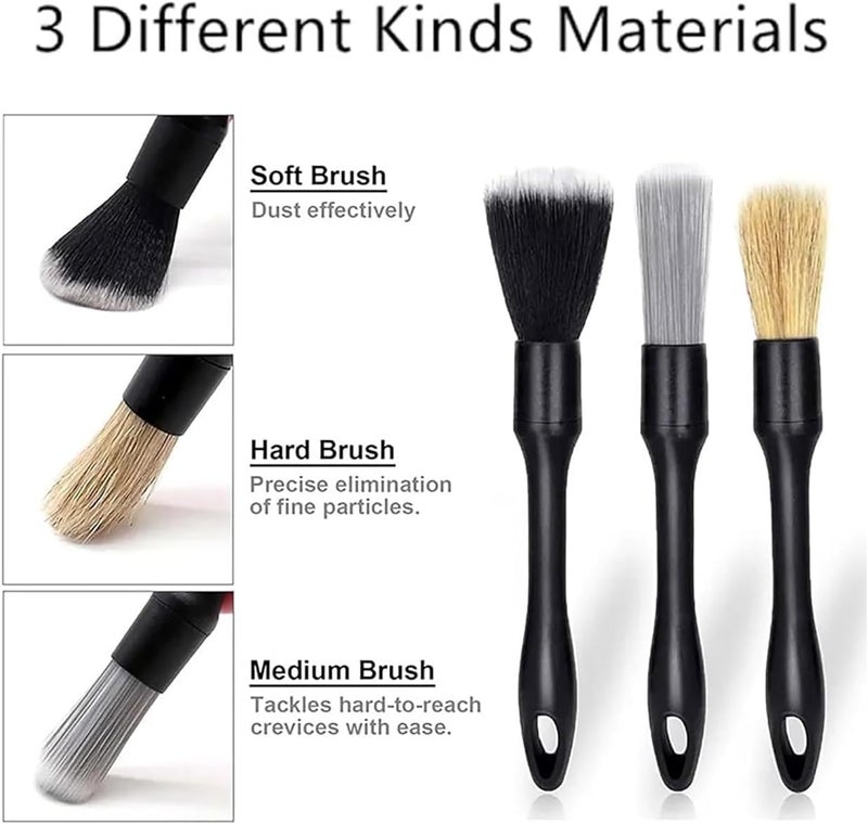 SWAMINE Car Detailing Brush Set of 5 Premium - for Car Cleaning, Car Wash Interior and Exterior Cleaning. Soft bristles, Multy Purpose Dashboard Cleaning, Ac Vent Cleaning & More Cross product combo compatible - Image 4