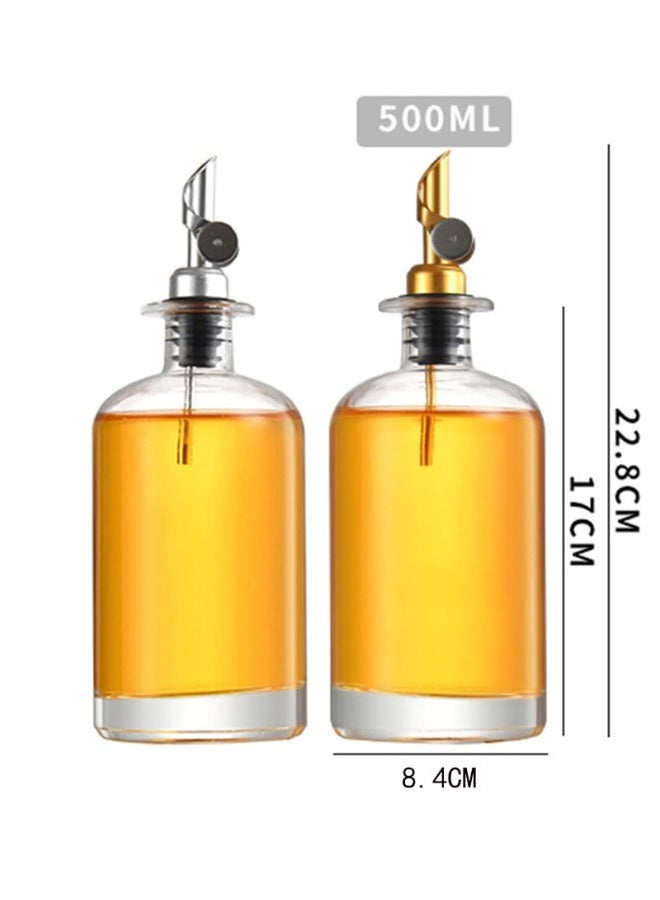 كيلا موزعان للزيت مع ملصقات، عبوات زجاجية للطهي سعة 500 مل، مزودة برؤوس ضخ أوتوماتيكية من الفولاذ المقاوم للصدأ 304، مقاومة للتآكل والصدأ. - Image 3