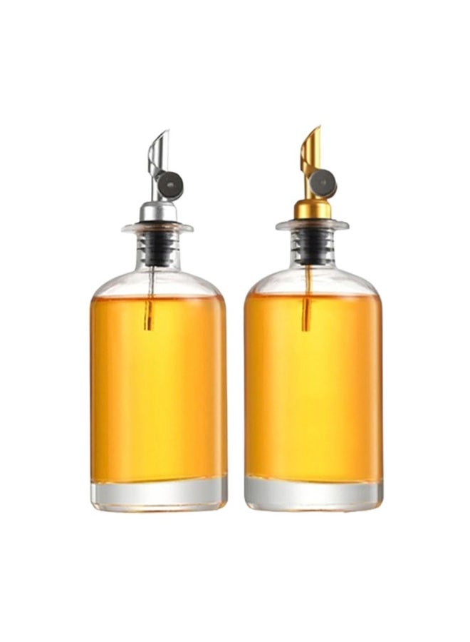 كيلا موزعان للزيت مع ملصقات، عبوات زجاجية للطهي سعة 500 مل، مزودة برؤوس ضخ أوتوماتيكية من الفولاذ المقاوم للصدأ 304، مقاومة للتآكل والصدأ. - Image 1