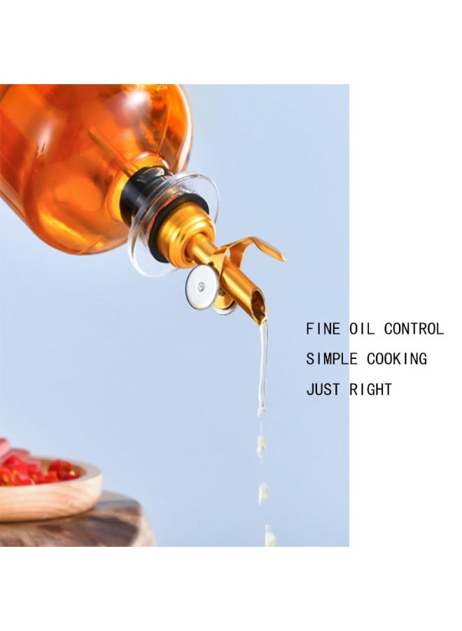 كيلا موزعان للزيت مع ملصقات، عبوات زجاجية للطهي سعة 500 مل، مزودة برؤوس ضخ أوتوماتيكية من الفولاذ المقاوم للصدأ 304، مقاومة للتآكل والصدأ. - Image 5