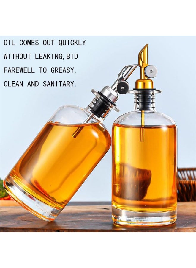 كيلا موزعان للزيت مع ملصقات، عبوات زجاجية للطهي سعة 500 مل، مزودة برؤوس ضخ أوتوماتيكية من الفولاذ المقاوم للصدأ 304، مقاومة للتآكل والصدأ. - Image 4