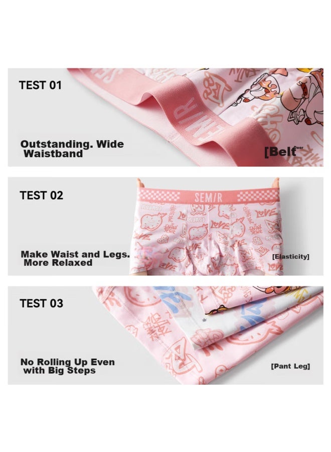 Semir Men's Underwear, Pure Cotton 7a Antibacterial Breathable Boxer Briefs, Cartoon Pink Shorts, Valentine's Day Gift For Boyfriend, Xxl - Image 4