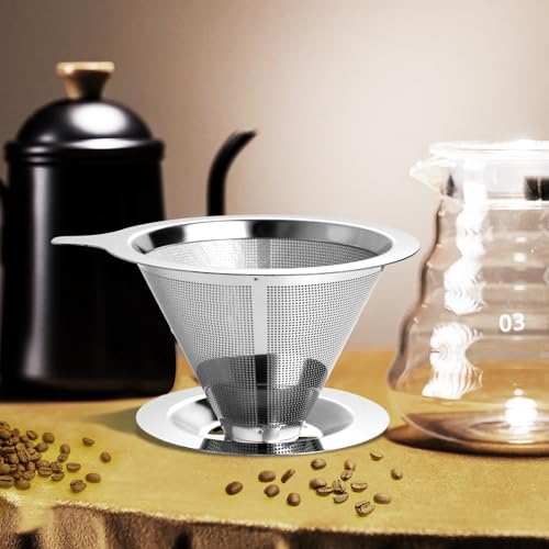 ANNMEXX Upgraded Pour Over Coffee Filter, Coffee Dripper, Paperless Mess Stainless Steel Coffee Filter, Maker One to Two Cup, Keeping Nature Coffee Flavour, Easy to Use and Clean (Large) - Image 5