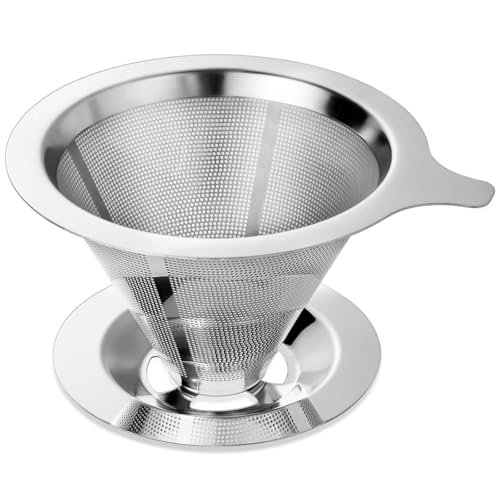 ANNMEXX Upgraded Pour Over Coffee Filter, Coffee Dripper, Paperless Mess Stainless Steel Coffee Filter, Maker One to Two Cup, Keeping Nature Coffee Flavour, Easy to Use and Clean (Large) - Image 1