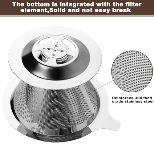 ANNMEXX Upgraded Pour Over Coffee Filter, Coffee Dripper, Paperless Mess Stainless Steel Coffee Filter, Maker One to Two Cup, Keeping Nature Coffee Flavour, Easy to Use and Clean (Large) - Image 3