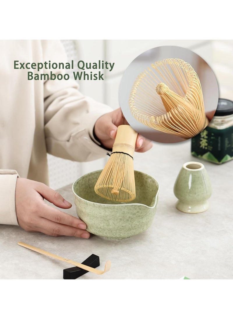 TDAO Matcha Tea Set 4 Piece Ceramic Bowl Whisk Holder Scoop Traditional Matcha Whisk Kit for Everyday Use Gift Tea Ceremony Home and Outdoor - Image 3