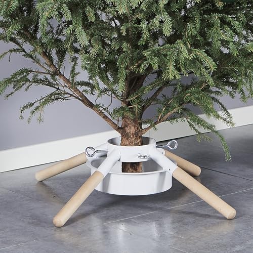 Blissun Christmas Tree Stand for Real Trees, Fits up to 8FT, Xmas Tree Holder and Base Stand, White - Image 1