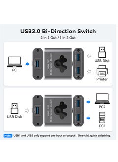 Excefore USB 3.0 Switch Bi-Directional USB Switcher 2 in 1 Out And 1 in 2 Out 5Gbps High-Speed USB Switch 2 Computers Share 1 USB Devices  - Image 2