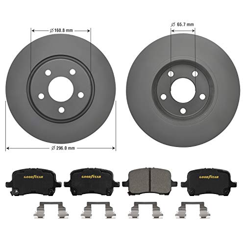 Goodyear Brakes PRK47708F | Front Brake Kit with Pair (2) of AntiOx Coated Brake Rotors and Ceramic Brake Pads fits Chevrolet HHR 10-08, Malibu 12-04; Pontiac G6 10-05; Saturn Aura 09-07, Ion 07-04 - Image 2