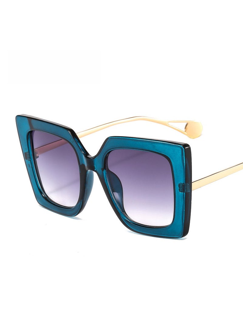 Fashion Sunglasses 1916 Oversized Frame Women C2. Blue frame double gray sheet