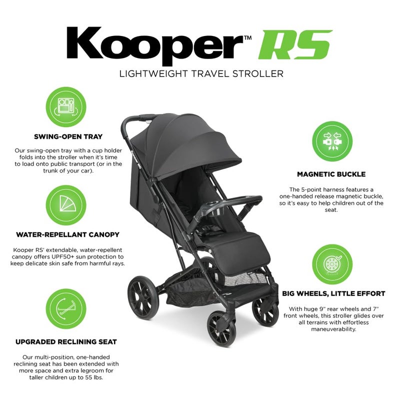Joovy Kooper RS Lightweight Travel Stroller for Infants and Toddlers with OneHand Fold Magnetic Buckle MultiPosition Recline and SwingOpen Tray - Image 5