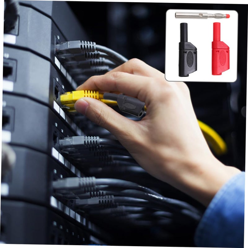 أدوات اختبار الملتيميتر 10 قطع موصلات قابس موز معزولة باللون الأسود - Image 4