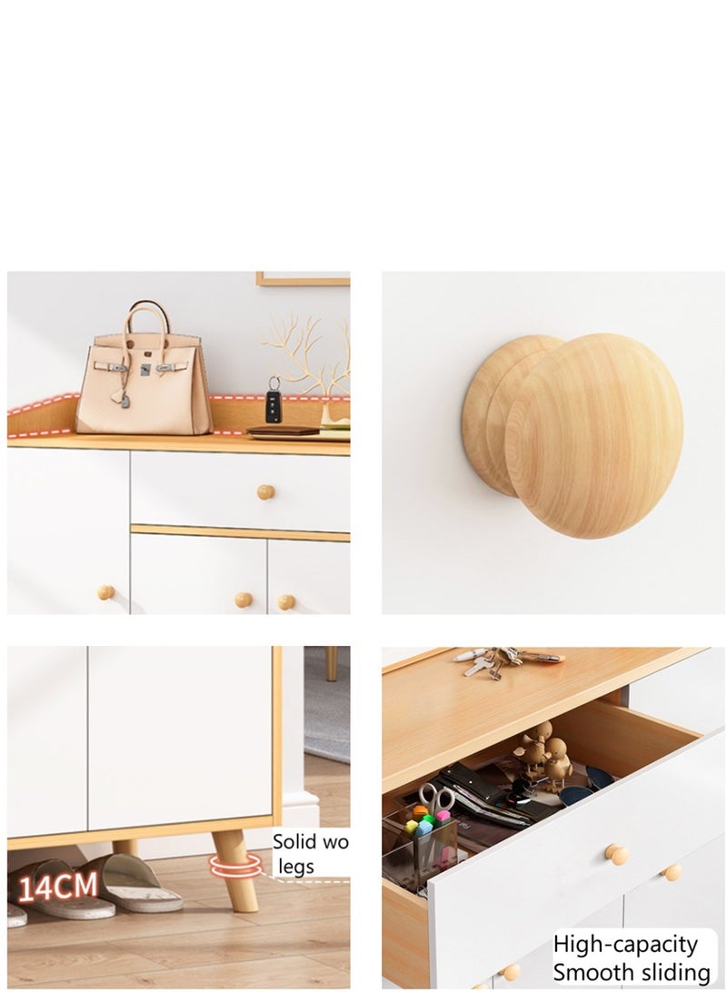 مجلس الوزراء الأحذية مع الأبواب، المنزل الحديثة مجلس الوزراء تخزين الأحذية مع 2 الدرجات، 4 طبقة الخشب رف الأحذية منظم تخزين الرف مع الساقين لغرفة المعيشة غرفة النوم خزانة الممر (B33B الأبيض) - Image 4