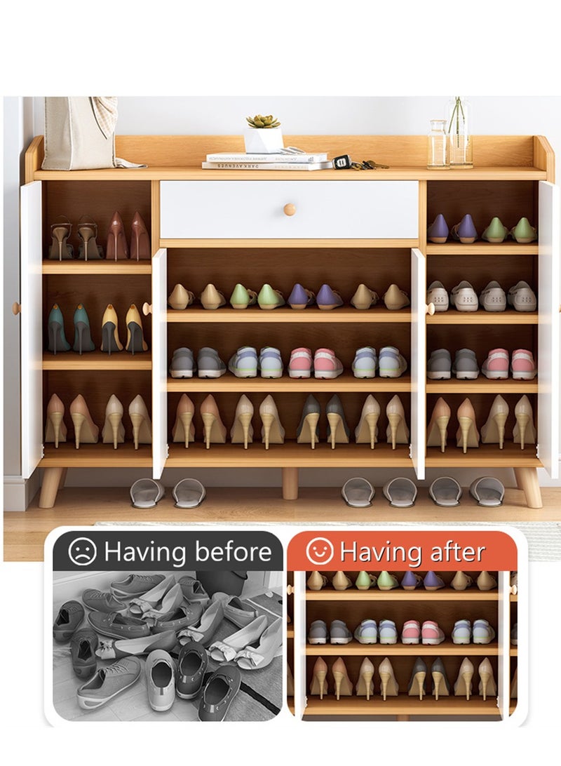 مجلس الوزراء الأحذية مع الأبواب، المنزل الحديثة مجلس الوزراء تخزين الأحذية مع 2 الدرجات، 4 طبقة الخشب رف الأحذية منظم تخزين الرف مع الساقين لغرفة المعيشة غرفة النوم خزانة الممر (B33B الأبيض) - Image 5