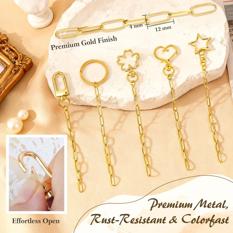 Ecoofor 50 Set Keychain Making Kit, 5 Style Metal Keychain Clips with Swivel Snap Hooks, Lobster Clasps, Key Rings & Extender Chains for DIY Crafts, Jewelry, Bags, Keychains & Gift Accessories - Image 2