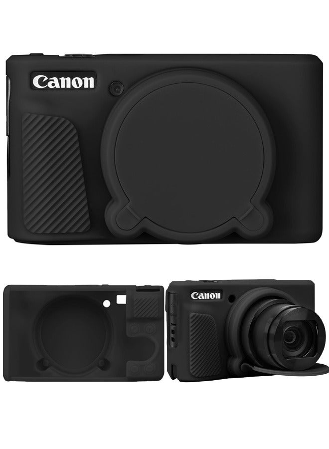 Soft Silicone Case for Canon Power Shot SX740 SX730 HS Camera With Detachable Lens Cap Rubber Band Tempered Glass Screen Protector,for Outdoor Photography Daily Life Recording Travel Trips Photography Learning Casual Carrying Fully Protecting Camera from Scratches Bumps Sand and Minor Water Splashes - Image 1