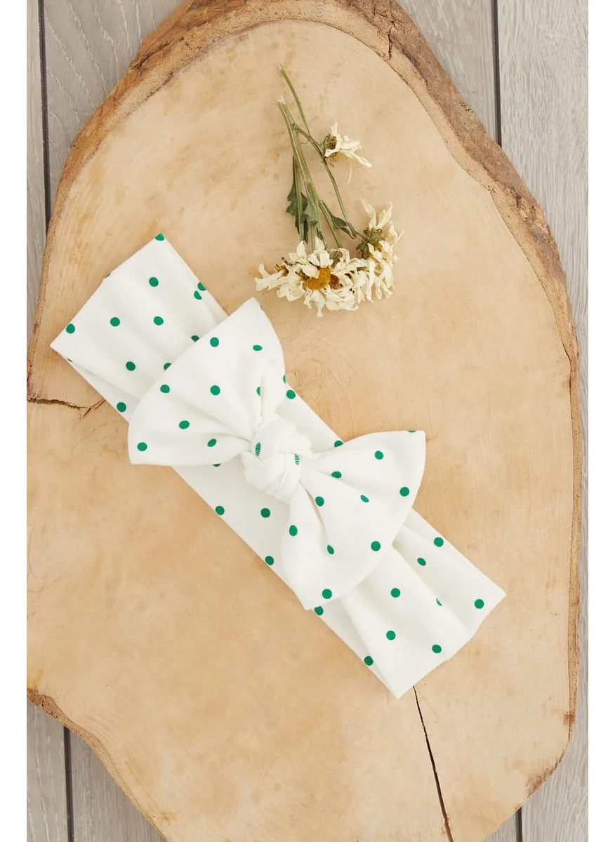 Babygiz White Green Polka Dot Handmade Soft Rabbit Ear Natural Cotton Combed Baby Kids Girls New Style Bandana