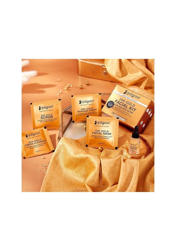PILGRIM 24K Gold Facial Kit For Instant Radiance And Golden Glow: Includes Gold Cleanser 30Ml  - Image 3