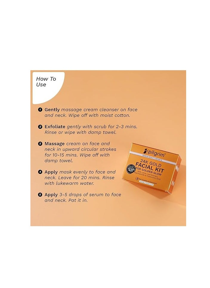 PILGRIM 24K Gold Facial Kit For Instant Radiance And Golden Glow: Includes Gold Cleanser 30Ml  - Image 2