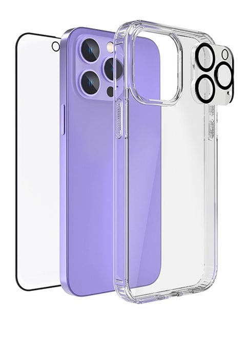 High Quality iPhone 14 Pro Max Screen Protector, Lens Protector and Phone Case 3 in 1 Package