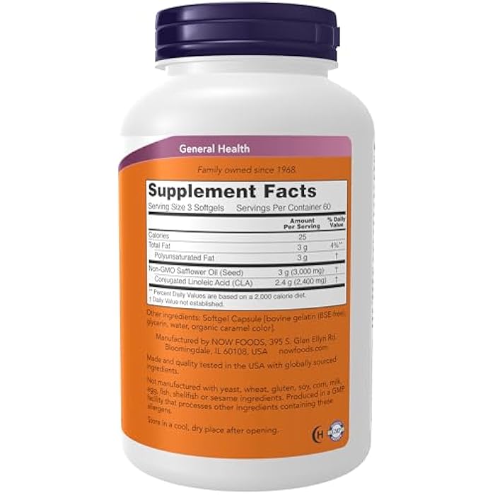 NOW Supplements, CLA (Conjugated Linoleic Acid) 800 mg, Nutritional Oil, 180 Softgels - Image 2