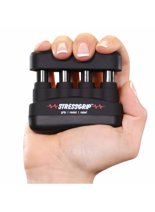 StressGrip كرة الضغط للبالغين (متوسطة) جهاز تخفيف الضغط والقلق - مدرب يد مريح - مريح للضغط وقابض يد - أسود - Image 1