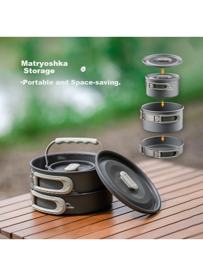 Naturehike Naturehike Outdoor Cookware Set Camping Hiking Cooking Utensils Portable Kettle Aluminum Alloy Frying Pan Griddle Hanging Pot - Image 3