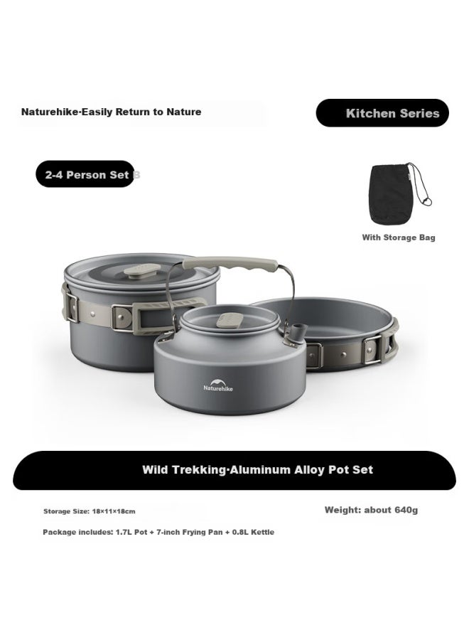 Naturehike Naturehike Outdoor Cookware Set Camping Hiking Cooking Utensils Portable Kettle Aluminum Alloy Frying Pan Griddle Hanging Pot - Image 1
