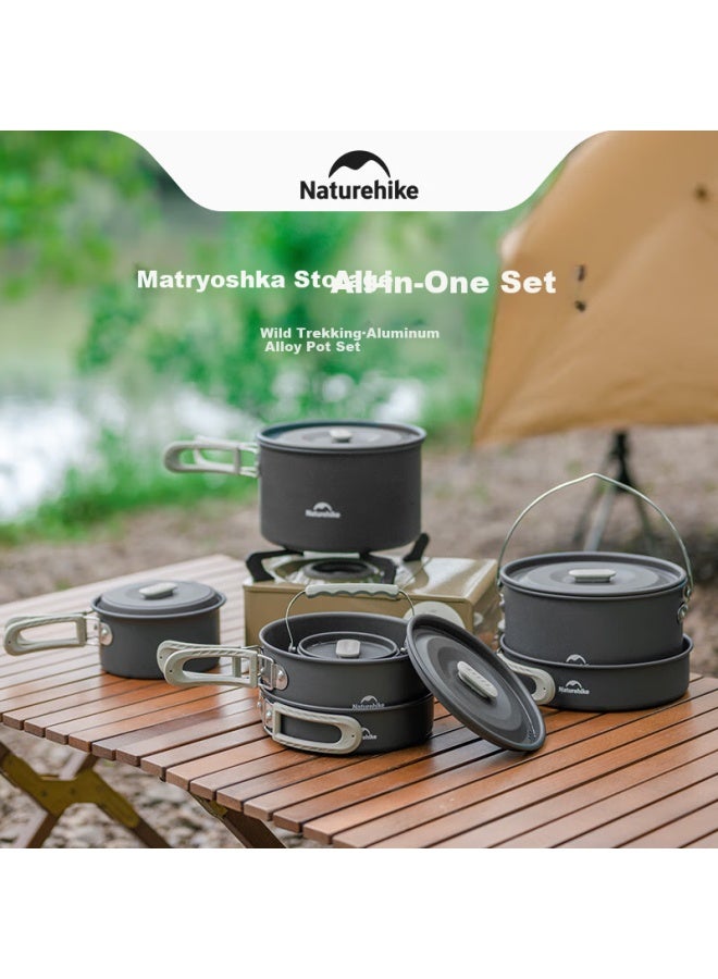 Naturehike Naturehike Outdoor Cookware Set Camping Hiking Cooking Utensils Portable Kettle Aluminum Alloy Frying Pan Griddle Hanging Pot - Image 2