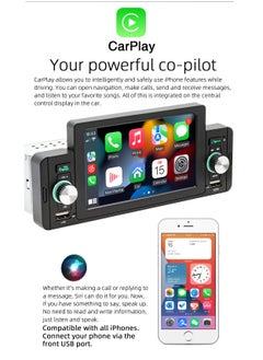 أس دبليو إم مشغل MP5 ستيريو للسيارة 5 بوصة، جهاز استقبال راديو FM BT مع Carplay Android Auto يدعم الاتصال بدون استخدام اليدين USB شحن تشغيل وصلة الهاتف  - Image 3