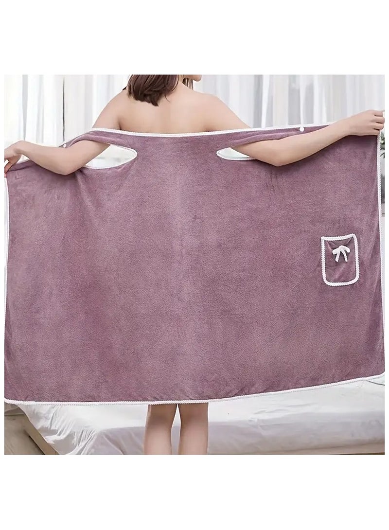 1Piece Wearable Bath Towel Bowknot Coral Velvet Bath Skirt For Adults Water Absorption Quick Drying Bath Towel  - Image 1