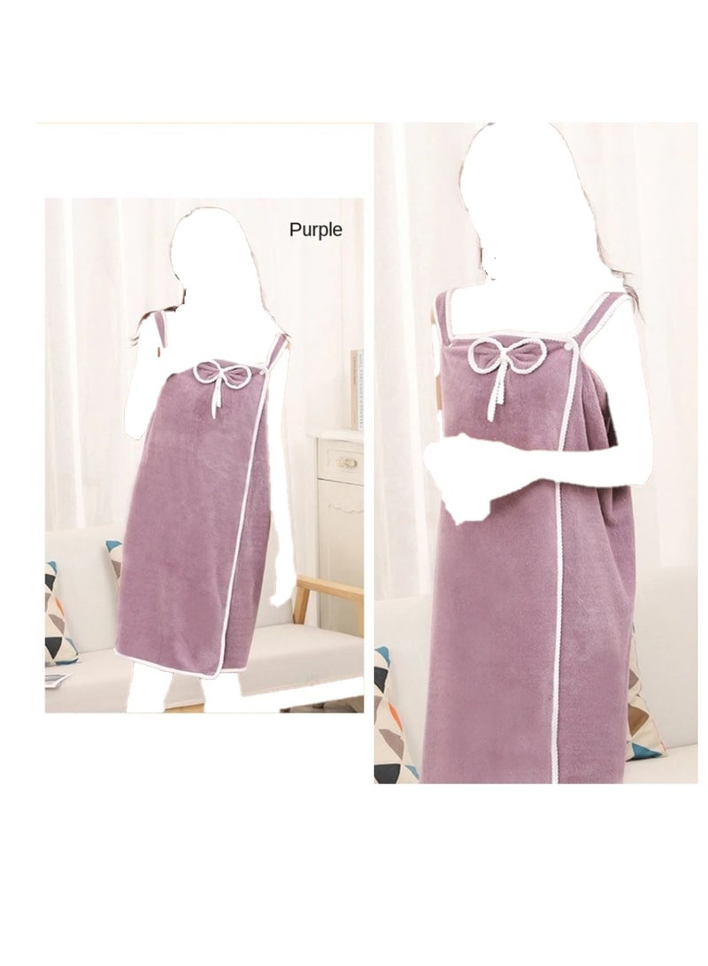1Piece Wearable Bath Towel Bowknot Coral Velvet Bath Skirt For Adults Water Absorption Quick Drying Bath Towel  - Image 2
