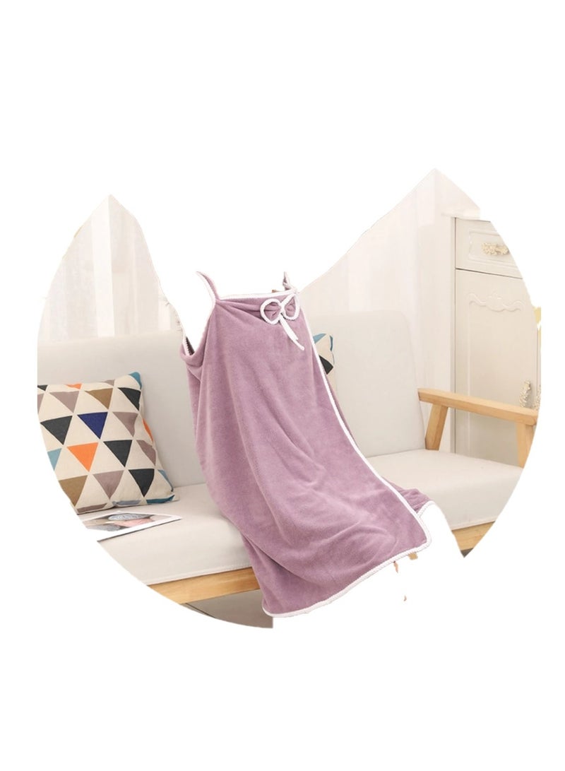 1Piece Wearable Bath Towel Bowknot Coral Velvet Bath Skirt For Adults Water Absorption Quick Drying Bath Towel  - Image 4