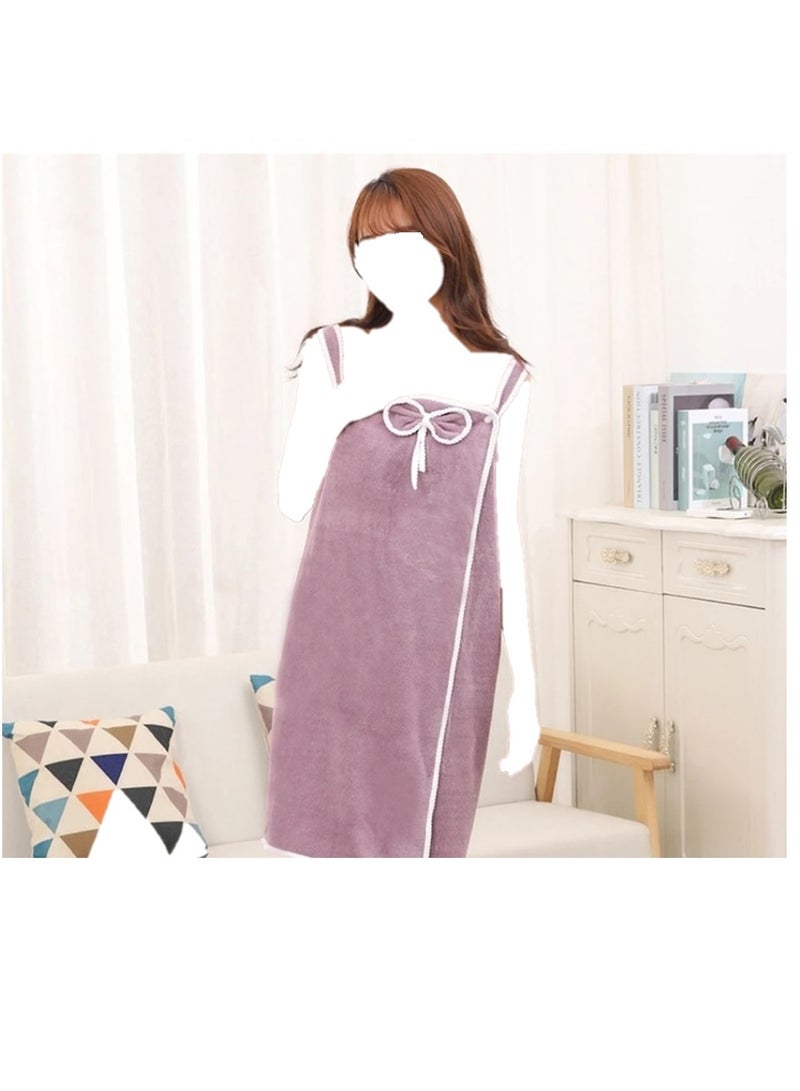 1Piece Wearable Bath Towel Bowknot Coral Velvet Bath Skirt For Adults Water Absorption Quick Drying Bath Towel  - Image 5