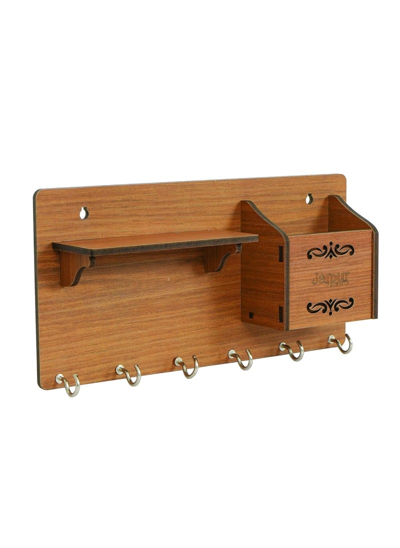 Webelkart - Webelkart Premiem JaipurCrafts Side Shelf Brown Key Holder for Home and Office Decor - Image 1